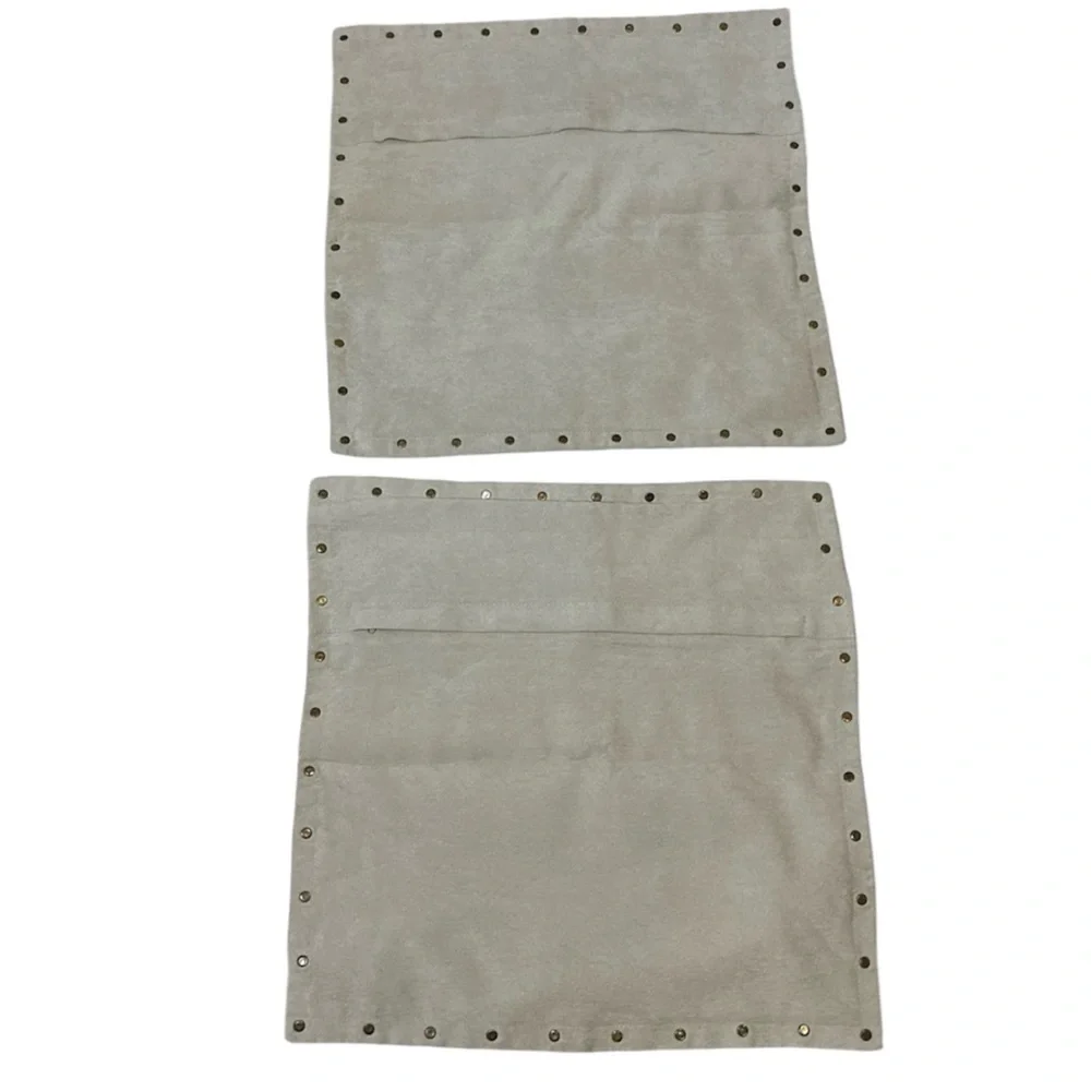 Hobby Lobby Faux Suede Accent Pillow Cover Studded Edge Detail Neutral Tan Khaki